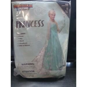 Girls Princess Costume Elsa Style Spooktacular Creations Size S 5-7 Dress Wig...